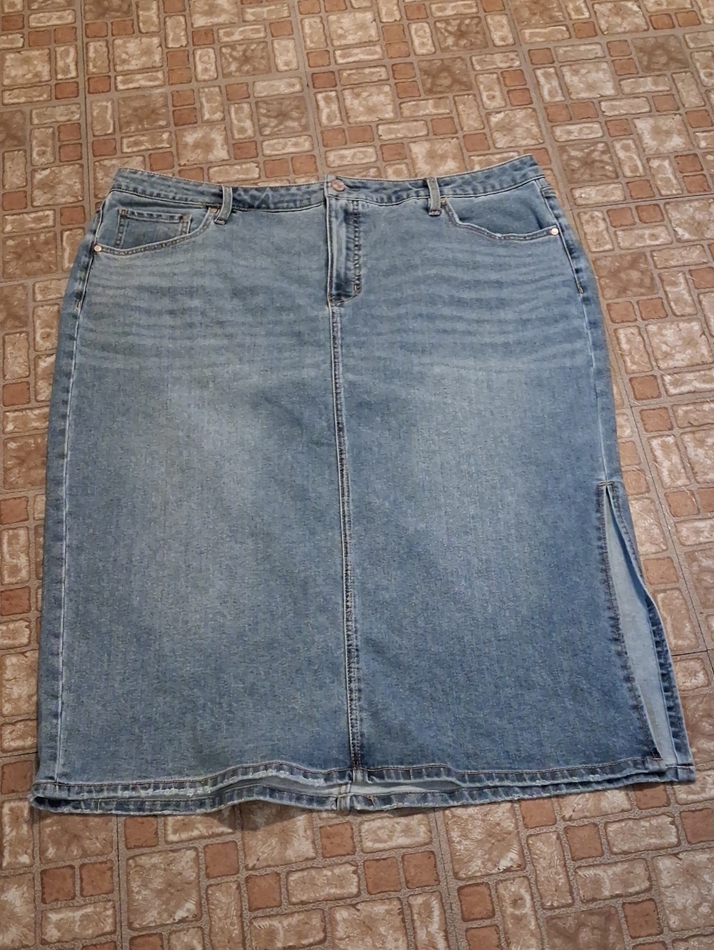 Light Blue Denim Pencil Skirt with Side Slit Size 20W